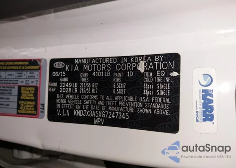 2016 Kia Soul ! из США, поврежденный, VIN KNDJX3A5XG7247345